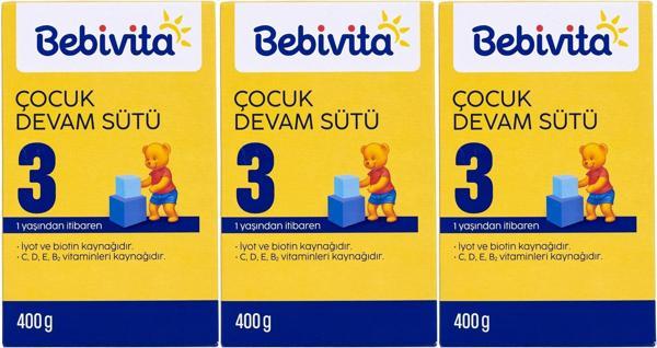 Bebivita Bebek Sütü 400GR No:3 (1 Yaşından İtibaren) (3 Lü Set) - Image 1