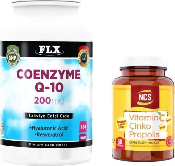 Flx Coenzyme Q-10 200 Mg 180 Tablet + Vitamin C Çinko Propolis 60 Tablet - Image 1