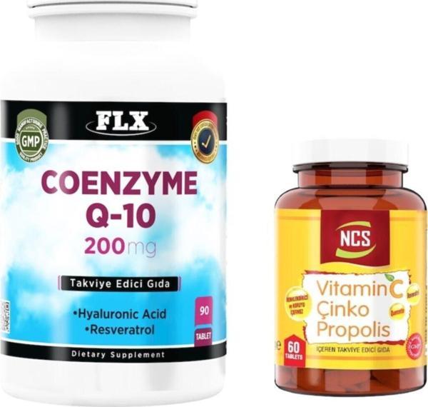 Flx Coenzyme Q-10 200 Mg 90 Tablet + Vitamin C Çinko Propolis 60 Tablet - Image 1