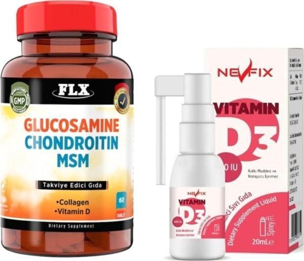 Flx Glucosamine Chondroitin Msm 60 Tablet  Vitamin D3 400'lü 20 ml - Image 1