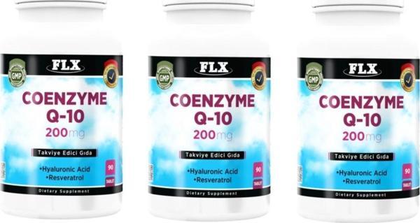 Flx Koenzim Coenzyme Q-10 200 Mg Hyaluronik Asit Resveratrol 90 Tablet X 3 Kutu - Image 1