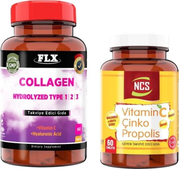 Flx Kollajen Tip 1-2-3 60 Tablet + Vitamin C Çinko Propolis 60 Tablet - Image 1