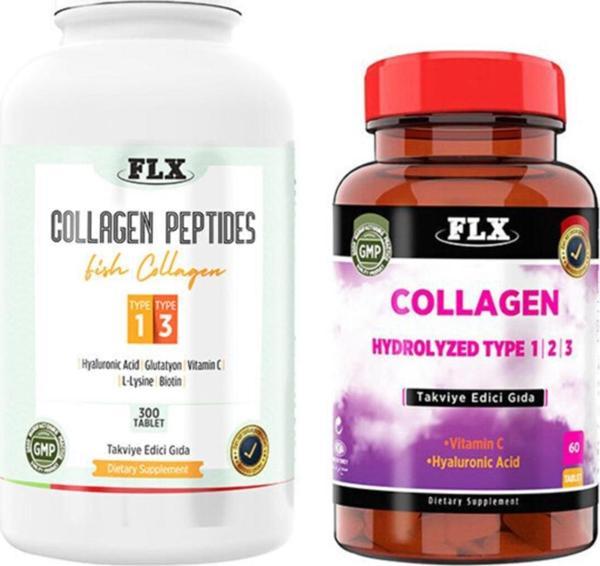 Flx Kollajen Tip 1-3 300 Tablet & Kollajen Tip-1-2-3 60 Tablet - Image 1