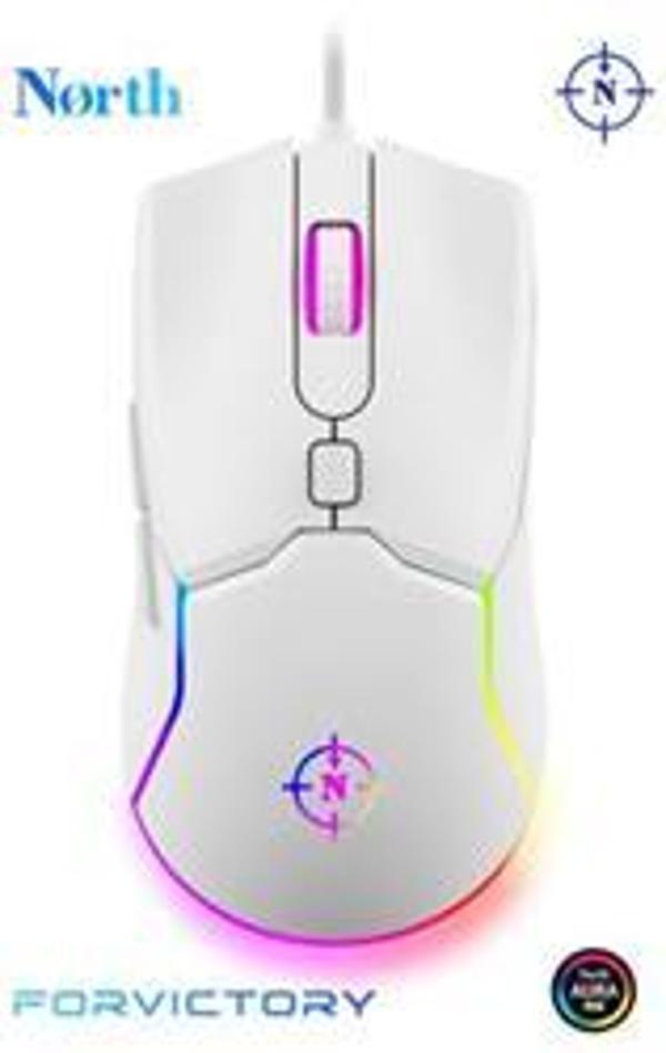 North Air White RGB Kablolu Profesyonel Oyuncu Mouse - Image 1