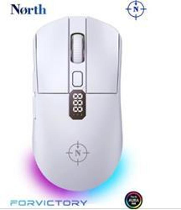 North Odin Pro WL Beyaz 26K DPI 750 IPS 70G UltraLight RGB Kablosuz Gaming Mouse - Image 1
