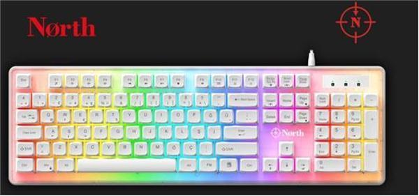 North Paladin Mekanik Hisli Türkçe RGB Beyaz Premium Gaming Klavye - Image 1