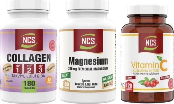 Ncs 180 Tablet Collagen (Kollajen) Tip 1-2-3 Magnesium 180 Tablet C Vitamini 120 Tablet - Image 1