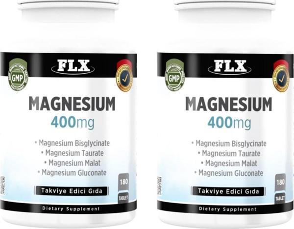 Flx Magnesium Magnezyum Bisglisinat Malat Taurat Glukonat 180 Tablet X 2 Kutu - Image 1