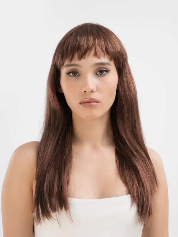 Kahve Renk Uzun Düz Parti Peruğu - Uzun Kahverengi Peruk - Image 1