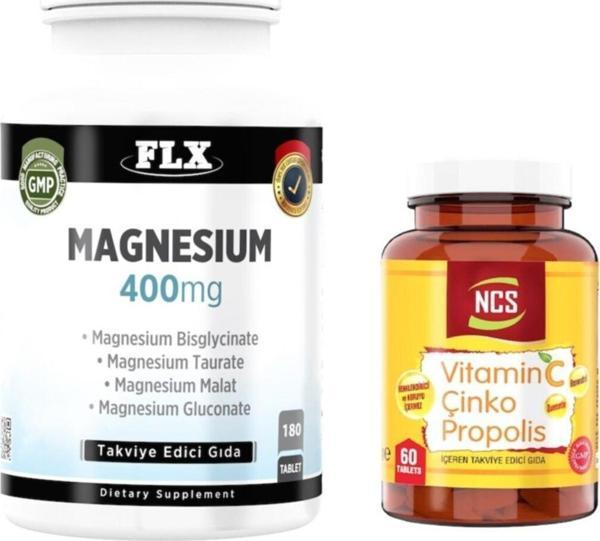 Flx Magnezyum Elementleri 180 Tablet + Vitamin C Çinko Propolis 60 Tab - Image 1