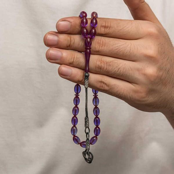 Gümüş Kazaz Püsküllü Sıkma Kehribar Tesbih - Image 1