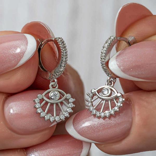 Gümüş Sallantılı Göz Kadın Küpe - Image 1