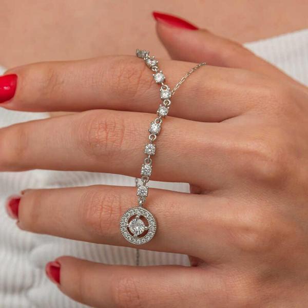 Gümüş Sıralı Zirkon Taşlı Çember Kadın Kolye - Image 1