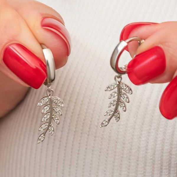 Gümüş Sallantılı Başak Kadın Küpe - Image 1