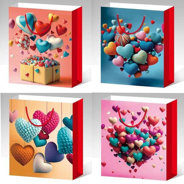 Büyük Boy Kalp Desenli Karton Çanta - Image 1