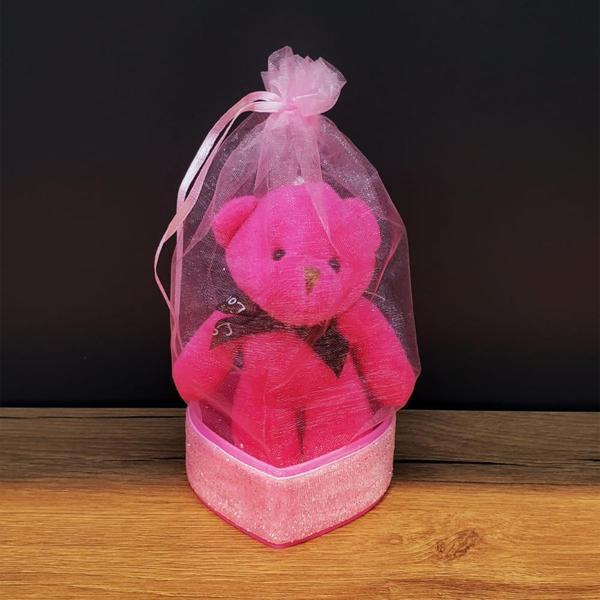 Hediyelik Pembe Tül Kese Ve Ayıcık - Image 1