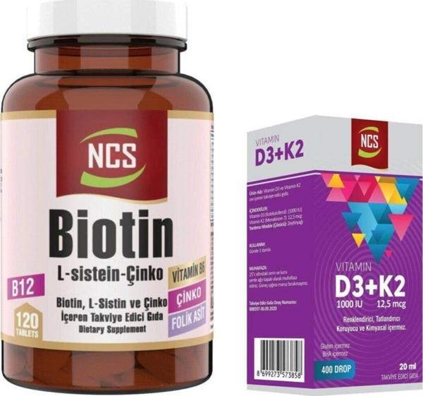 Ncs Biotin Çinko Vitamin B 120 Tablet + Vitamin D3 K2 Damla - Image 1