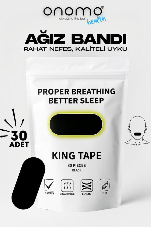 Onomo Health Ağız Bandı Siyah 30 Adet, Horlama Önleyici Ağız Kapama Hipoalerjenik Uyku Bandı - Image 1