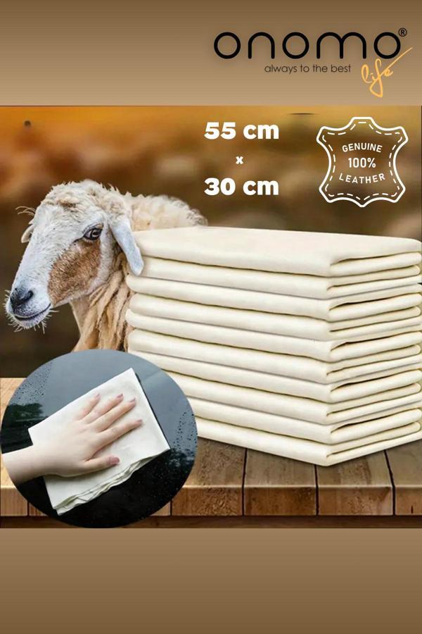 Onomo Life %100 Gerçek Koyun Derisi Güderi Araba Oto Yıkama Ve Kurulama Bezi 55Cm X 30Cm 1 Adet - Image 1