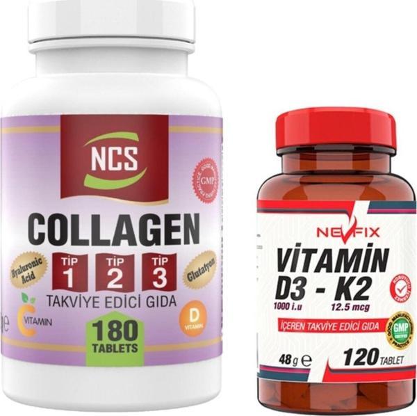 Ncs Collagen Tip 1-2-3 180 Tablet & Nevfix Vitamin D3-K2 120 Tablet - Image 1