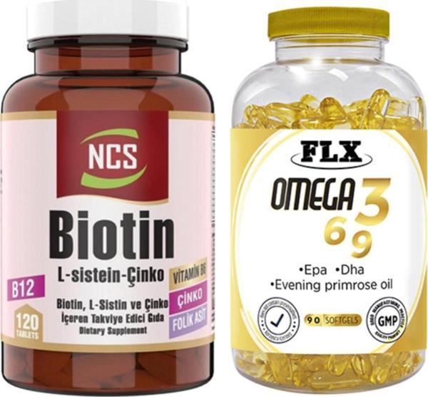 Ncs Biotin L Sistein Çinko 120 Tablet & Flx Omega 3-6-9 90 Tablet - Image 1