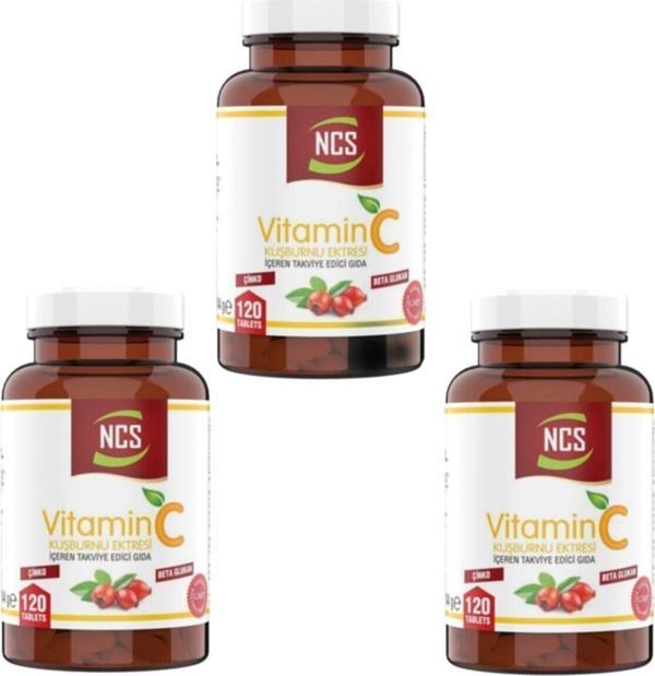 Ncs C Vitamini 1000 Mg Kuşburnu Beta Glukan Vitamin C 120 Tablet X 3 Kutu 360 Tablet - Image 1