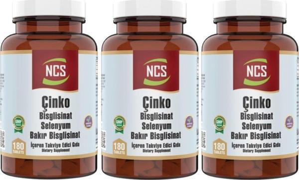 Ncs Çinko Bisglisinat & Bakır Selenium Zinc 3 X 180 Tablet = 540 Tablet Türkiyede Ilk Ve Tek - Image 1