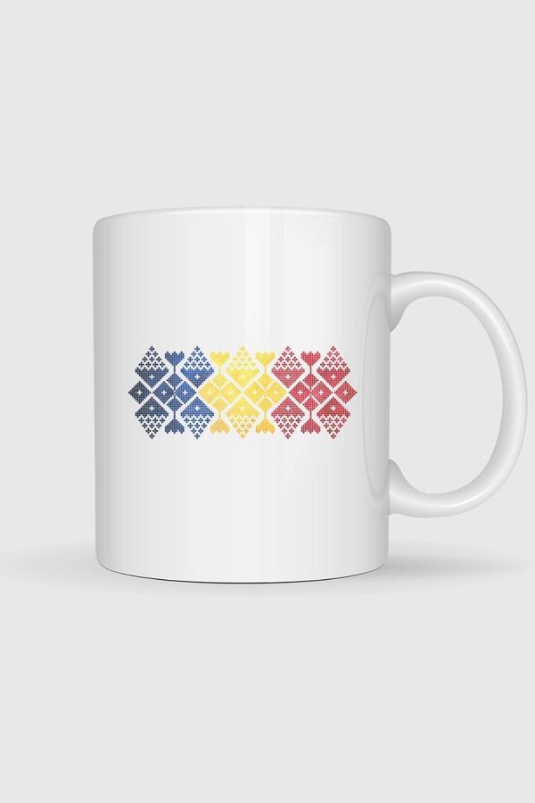 Romanian Flag Of Romania Folklore Pattern Tasarımlı Kupa Bardak - Image 1