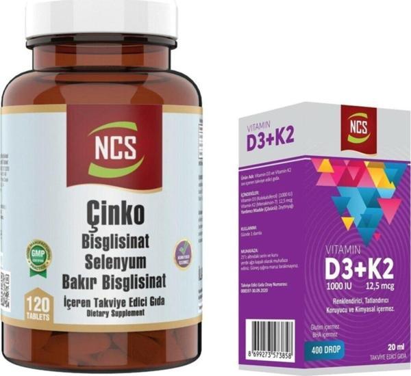 Ncs Çinko Selenyum Bakır 120 Tablet & Vitamin D3 K2 Damla - Image 1