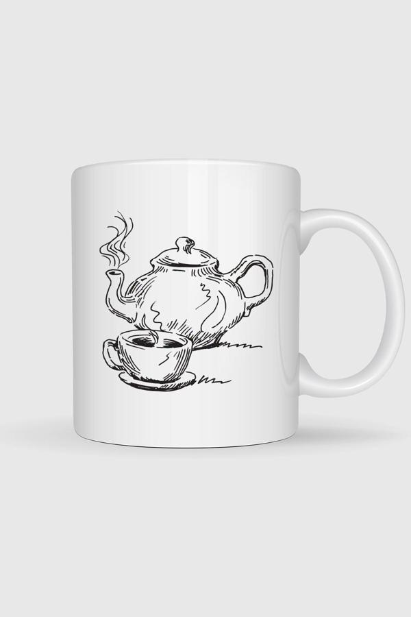  Çay Kahve Cafe Çizim İçecek Tasarımlı Kupa Bardak - Image 1