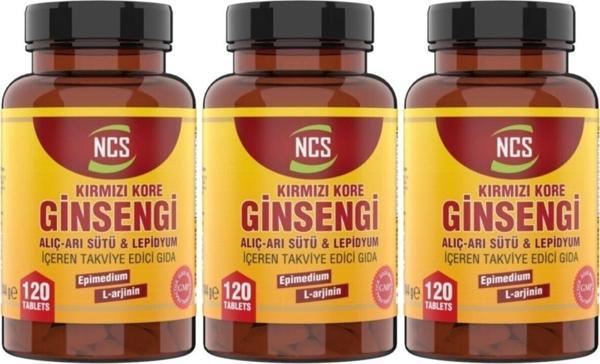 Ncs Kırmızı Kore Ginsengi Alıç Arı Sütü Lepidyum 3 X 120 Tablet - Image 1
