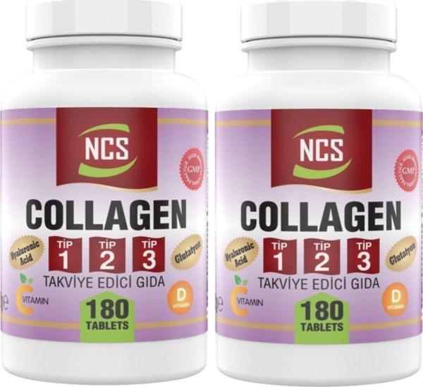 Ncs Collagen (Kolajen) (Tip) 1-2-3 Hyaluronic Acid 2 X 180 Tablet =360 Tablet C & E & D Vitamini - Image 1