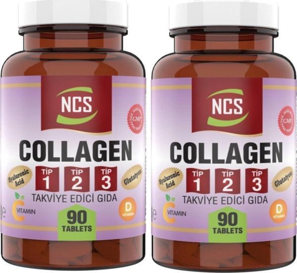 Ncs Collagen (Kolajen) (Tip) 1-2-3 Hyaluronic Acid 2 X 90 Tablet Glutatyon C & E & D Vitamini - Image 1