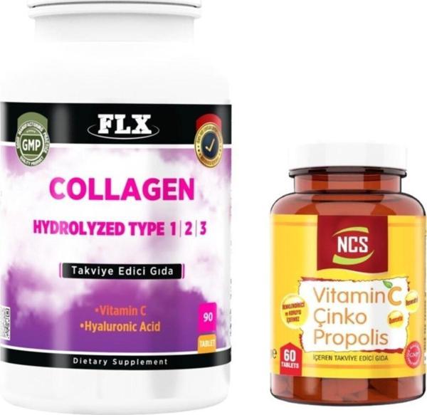 Ncs Kollajen Tip 1-2-3 90 Tablet + Vitamin C Çinko Propolis 60 Tablet - Image 1