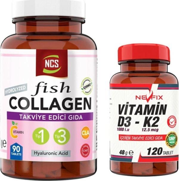 Ncs Kollajen Tip 1-3 90 Tablet & Nevfix Vitamin D3-K2 120 Tablet - Image 1