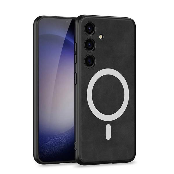 Galaxy S24 Kılıf M-safe Şarj Özellikli Deri Tasarımlı Zore Kıpta Nubuk Kapak - Image 1