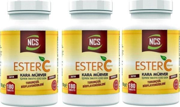 Ncs Ester C Vitamini 1000 Mg 180 Tablet Kara Mürver Turunçgil Bioflavonidleri Rutin Aserola 3 Adet - Image 1