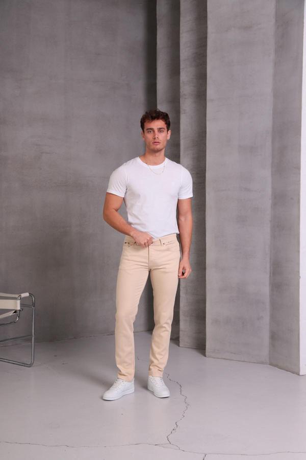 Noxter Erkek Krem Slim Fit Pantolon - Image 1