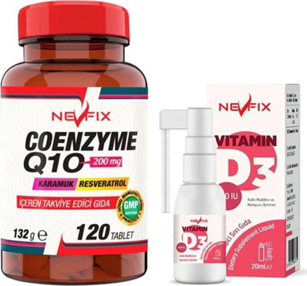 Nevfix Coenzyme Q10 200 Mg Koenzim Resveratrol Q10 Karamuk + Vitamin D3 400 Iu 20 Ml Sprey - Image 1