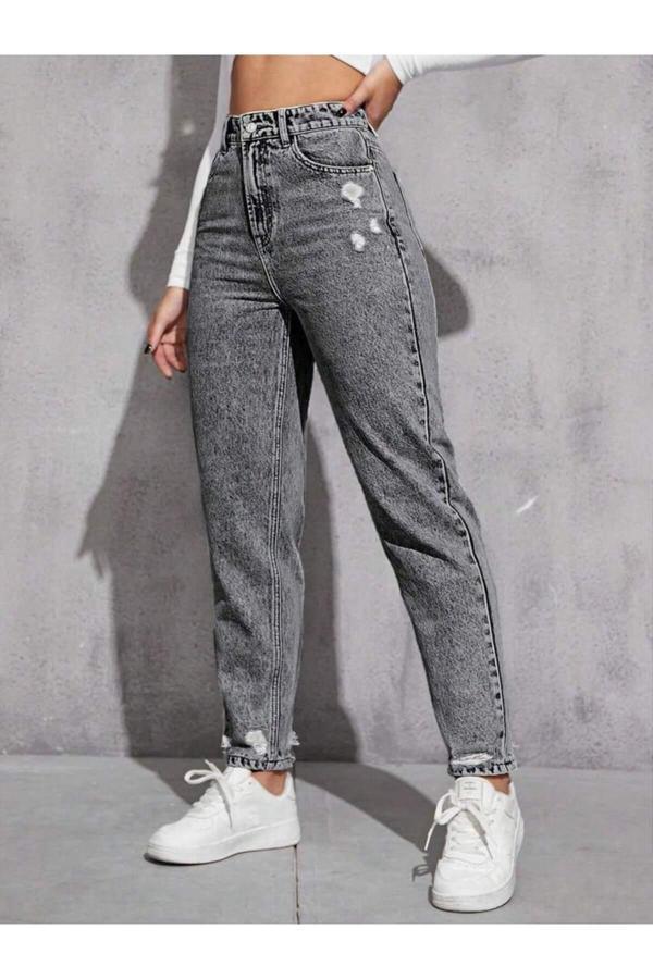 Noxter Kadın Denim Pantolon Yıpratmalı - Image 1