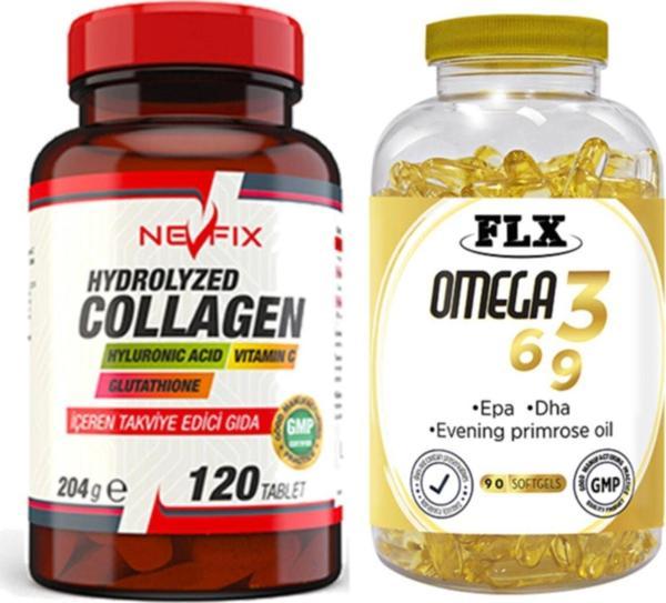Nevfix Collagen Vitamin C 120 Tablet & Flx Omega 3-6-9 90 Tablet - Image 1