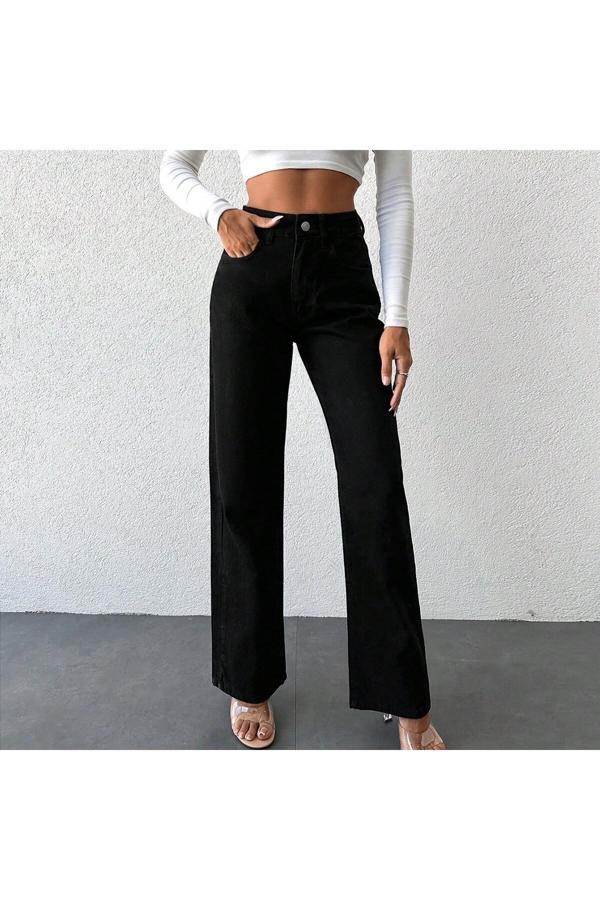 Noxter Kadın Palazzo Yüksek Bel Straıght Siyah Pantolon - Image 1