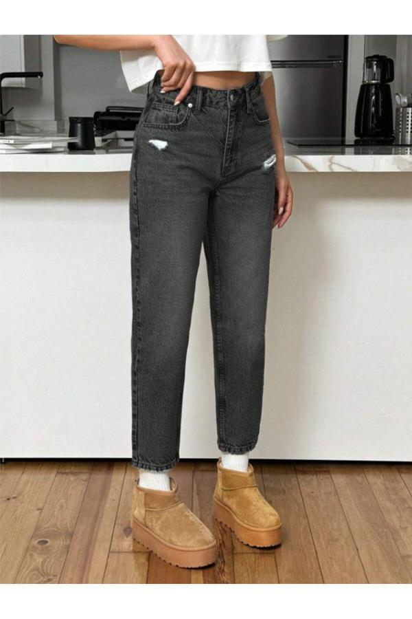 Noxter Kadın Denim Pantolon Yıpratmalı - Image 1