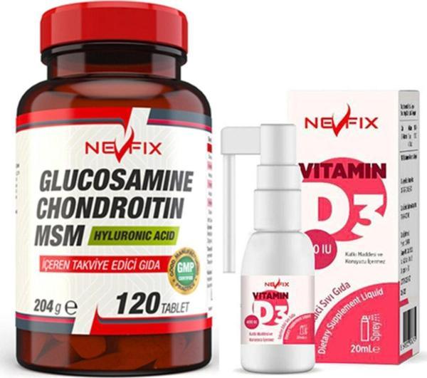 Nevfix Glucosamine Chondroitin Msm 120 Tablet & Vitamin D3 400 Iu 20 Ml Sprey - Image 1