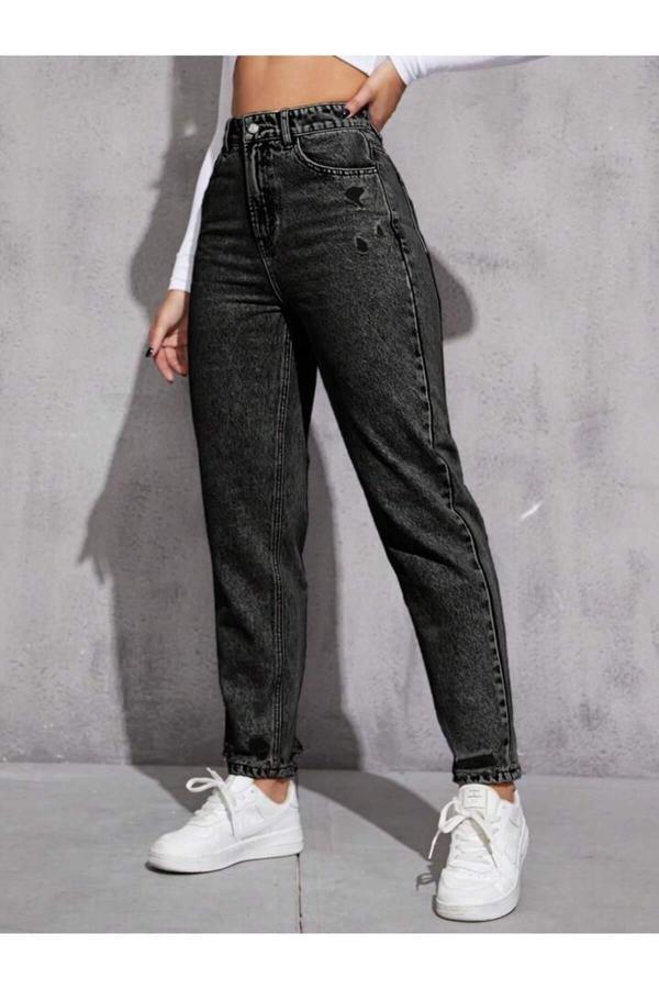 Noxter Kadın Denim Pantolon Yıpratmalı - Image 1