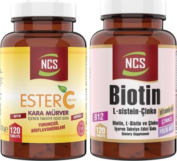 Ncs Ester C Vitamini Kara Mürver 120 Tablet Biotin L-Sistein Çinko 120 Tablet - Image 1