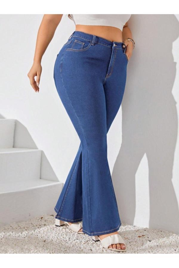 Noxter Kadın Mavi Denim Pantolon Büyük Beden - Image 1