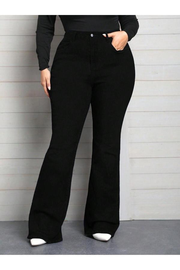 Noxter Kadın Siyah Denim Pantolon Büyük Beden - Image 1