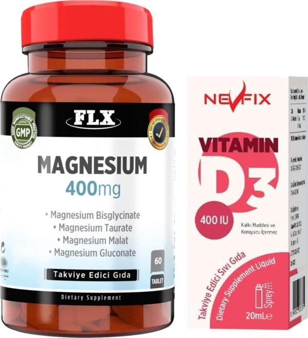 Nevfix Magnezyum Bisglisinat Malat Taurat Glukonat 60 Tablet D3 Damla 20 Ml - Image 1