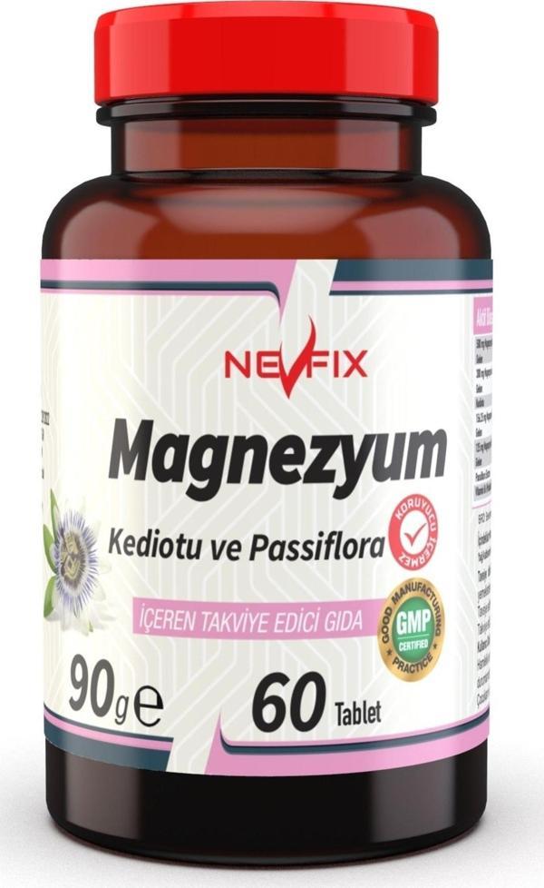 Nevfix Magnezyum Sitrat (Klorür, Bisglisinat, Malat, ) Kedi Otu Pasiflora 60 Tablet Magnesium Citrate - Image 1